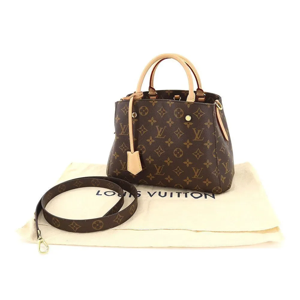 Louis Vuitton Monogram Trouville Shoulder Bag Brown Gold Hardware